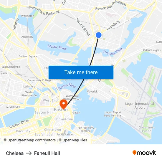 Chelsea to Faneuil Hall map