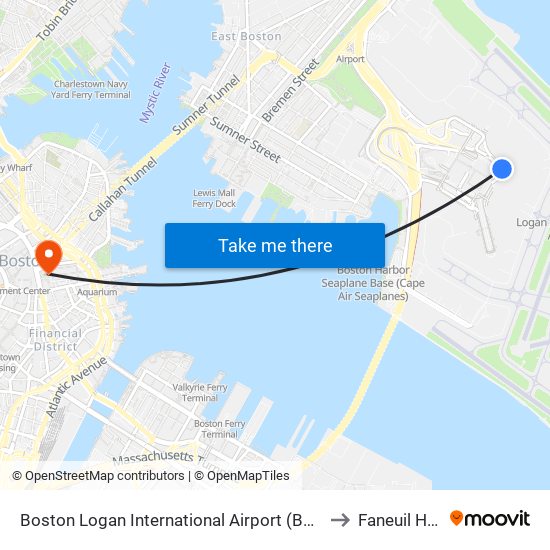 Boston Logan International Airport (Bos) to Faneuil Hall map