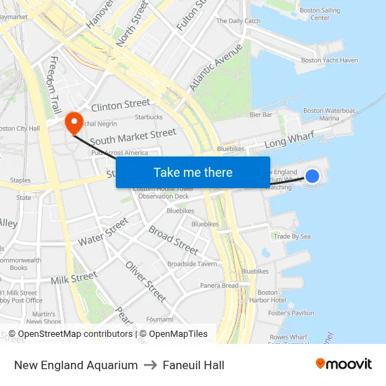 New England Aquarium to Faneuil Hall map