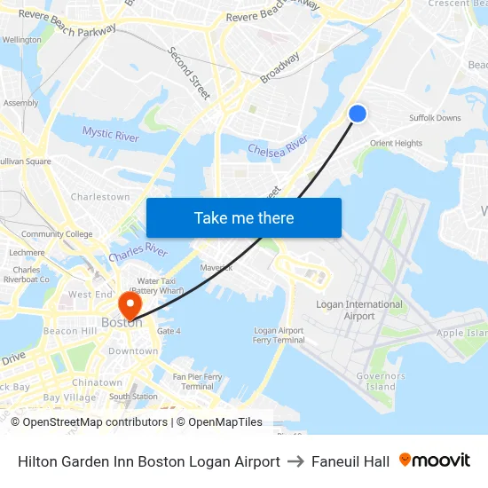 Hilton Garden Inn Boston Logan Airport to Faneuil Hall map