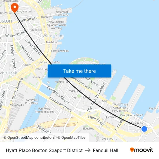 Hyatt Place Boston Seaport District to Faneuil Hall map