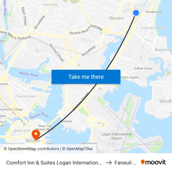 Comfort Inn & Suites Logan International Airport to Faneuil Hall map
