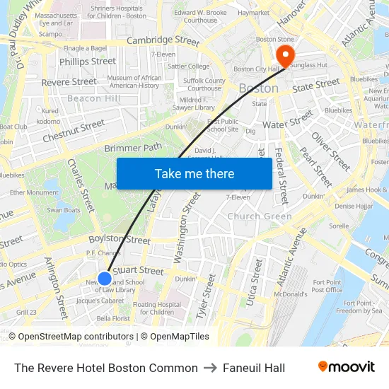 The Revere Hotel Boston Common to Faneuil Hall map