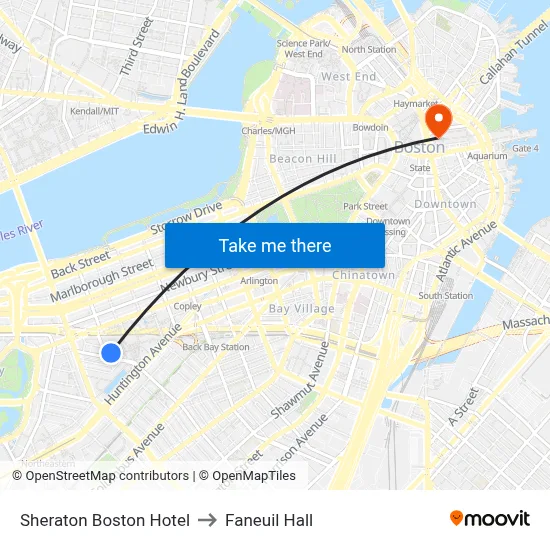 Sheraton Boston Hotel to Faneuil Hall map