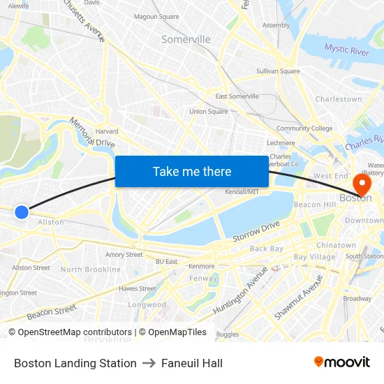 Boston Landing Station to Faneuil Hall map