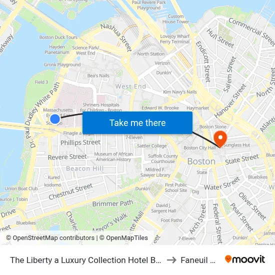 The Liberty a Luxury Collection Hotel Boston to Faneuil Hall map