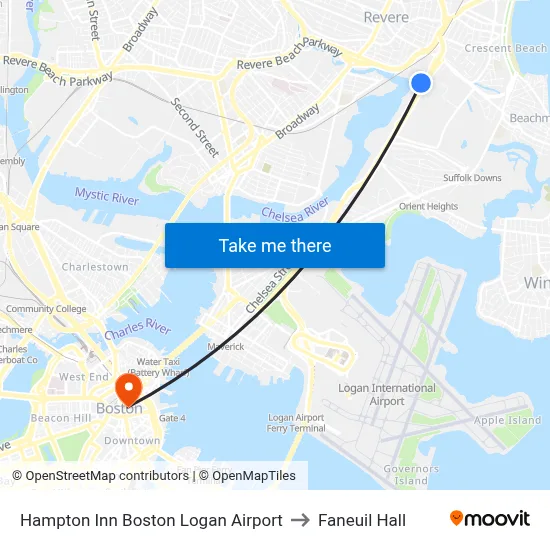 Hampton Inn Boston Logan Airport to Faneuil Hall map