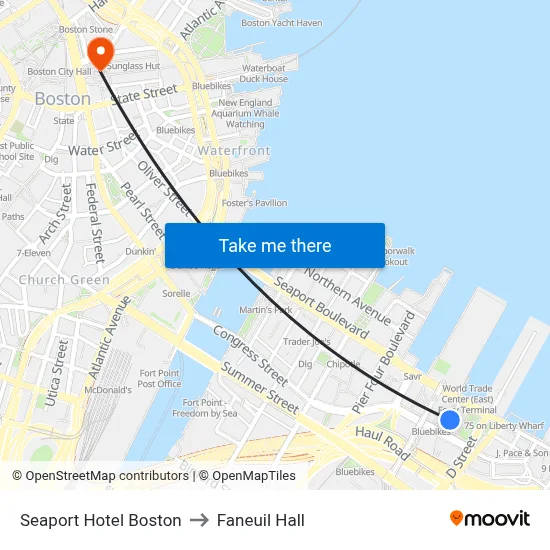 Seaport Hotel Boston to Faneuil Hall map