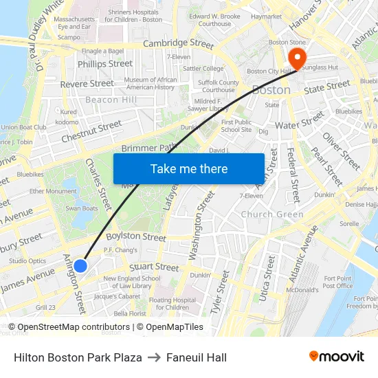 Hilton Boston Park Plaza to Faneuil Hall map