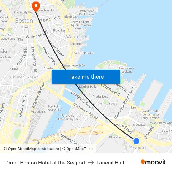 Omni Boston Hotel at the Seaport to Faneuil Hall map