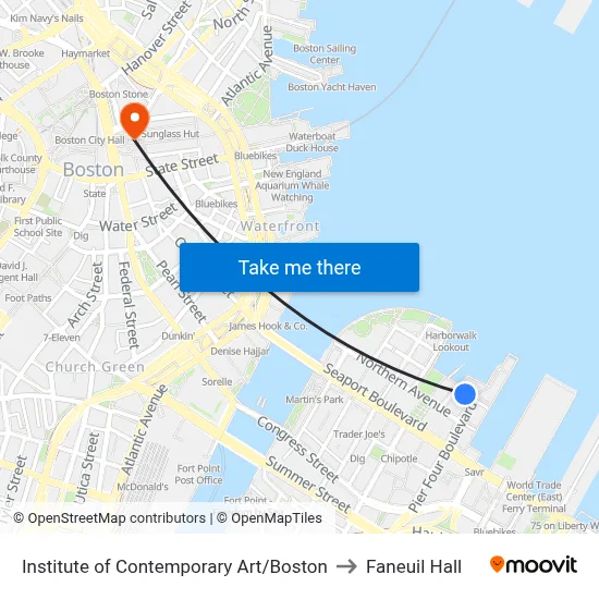 Institute of Contemporary Art/Boston to Faneuil Hall map