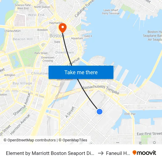 Element by Marriott Boston Seaport District to Faneuil Hall map
