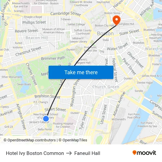 Hotel Ivy Boston Common to Faneuil Hall map