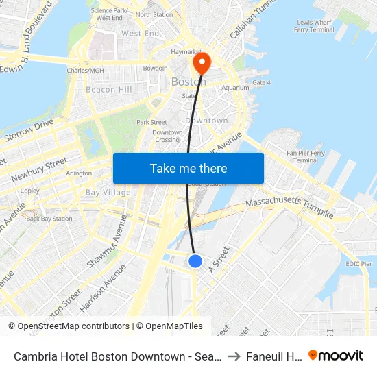 Cambria Hotel Boston Downtown - Seaport to Faneuil Hall map