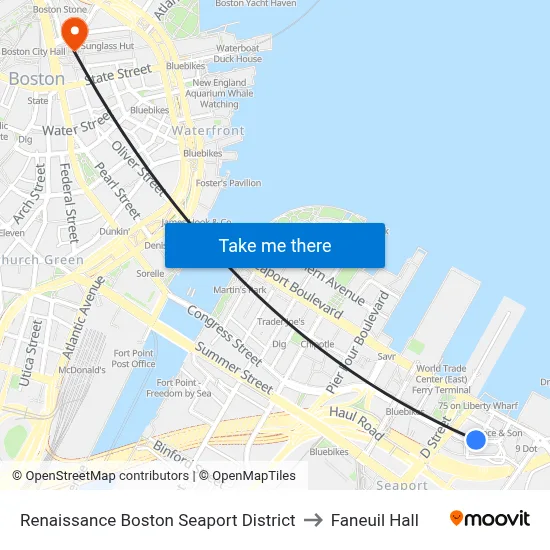Renaissance Boston Seaport District to Faneuil Hall map