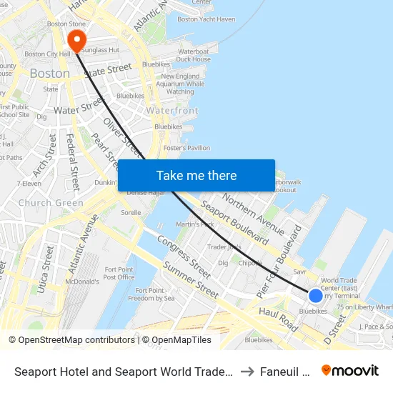 Seaport Hotel and Seaport World Trade Center, 1 Seaport Ln to Faneuil Hall map