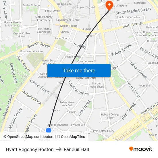 Hyatt Regency Boston to Faneuil Hall map