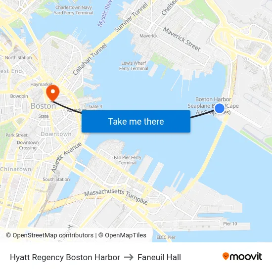 Hyatt Regency Boston Harbor to Faneuil Hall map