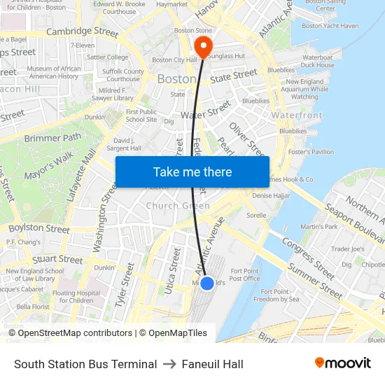 South Station Bus Terminal to Faneuil Hall map