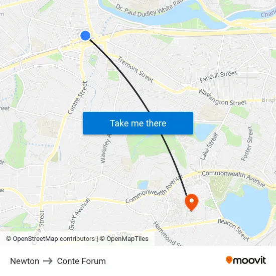 Newton to Conte Forum map