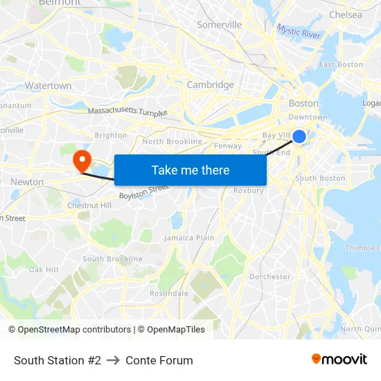 South Station #2 to Conte Forum map