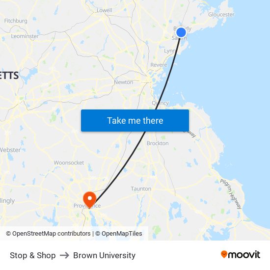 Stop & Shop to Brown University map