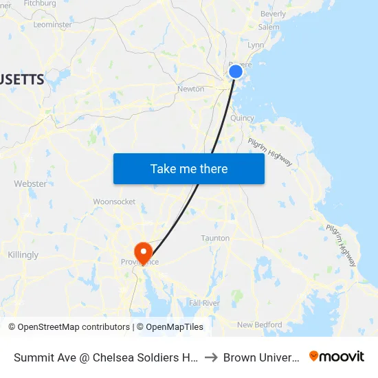 Summit Ave @ Chelsea Soldiers Home to Brown University map