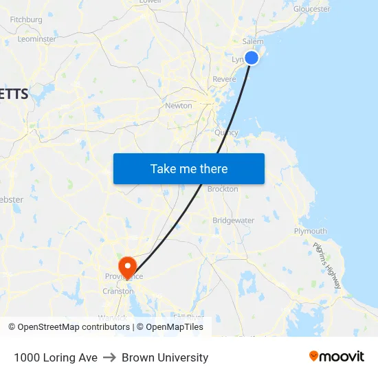 1000 Loring Ave to Brown University map