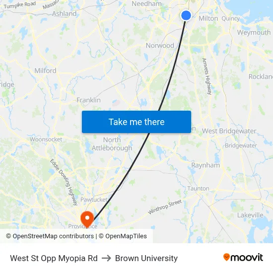 West St Opp Myopia Rd to Brown University map
