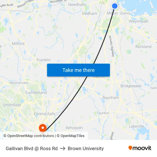 Gallivan Blvd @ Ross Rd to Brown University map