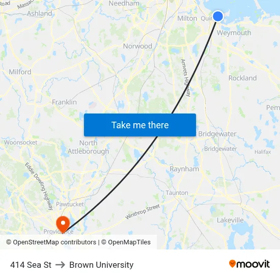 414 Sea St to Brown University map