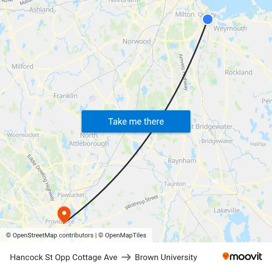 Hancock St Opp Cottage Ave to Brown University map