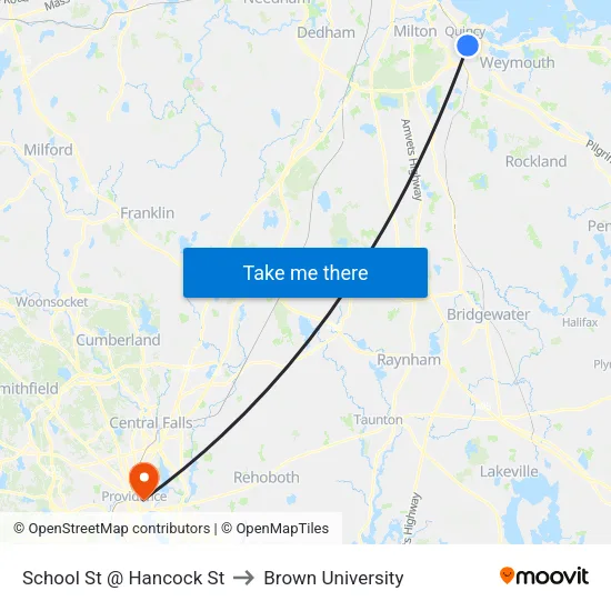 School St @ Hancock St to Brown University map