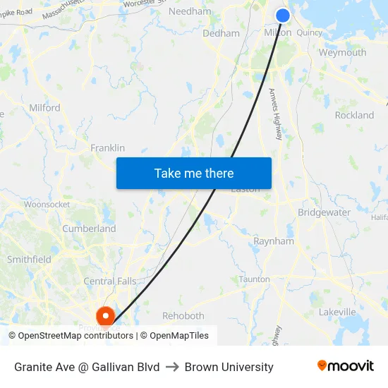 Granite Ave @ Gallivan Blvd to Brown University map