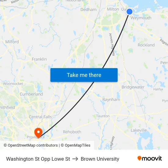 Washington St Opp Lowe St to Brown University map