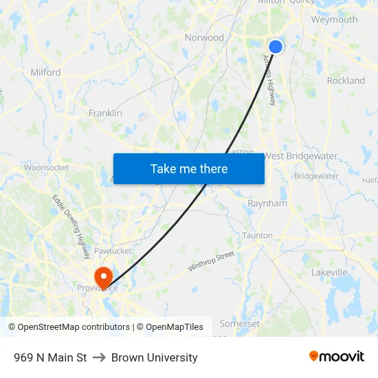 969 N Main St to Brown University map