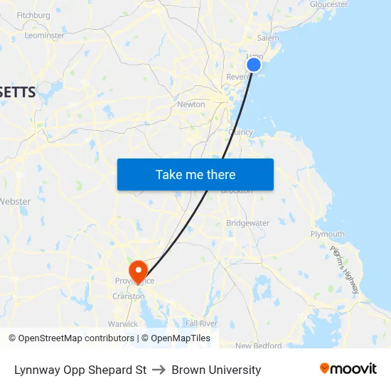 Lynnway Opp Shepard St to Brown University map