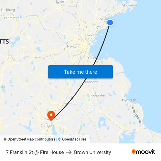 7 Franklin St @ Fire House to Brown University map