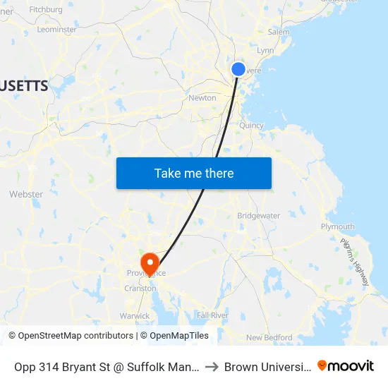 Opp 314 Bryant St @ Suffolk Manor to Brown University map