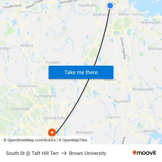 South St @ Taft Hill Terr to Brown University map