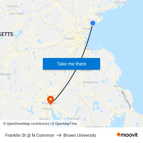 Franklin St @ N Common to Brown University map