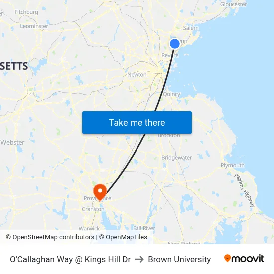 O'Callaghan Way @ Kings Hill Dr to Brown University map