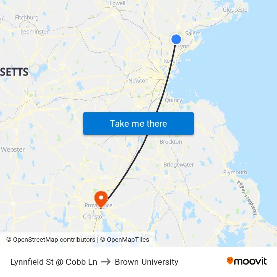 Lynnfield St @ Cobb Ln to Brown University map