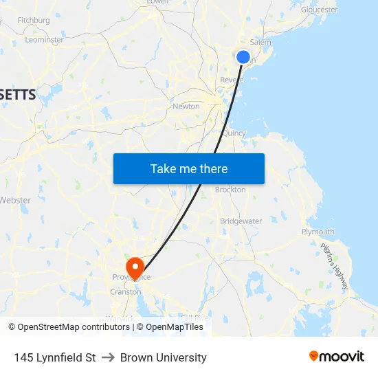 145 Lynnfield St to Brown University map