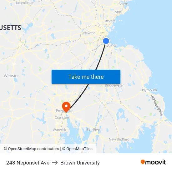 248 Neponset Ave to Brown University map