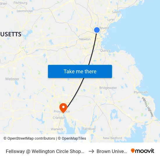 Fellsway @ Wellington Circle Shopping Ctr to Brown University map