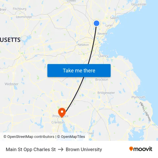 Main St Opp Charles St to Brown University map