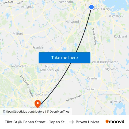 Eliot St @ Capen Street - Capen St Sta to Brown University map