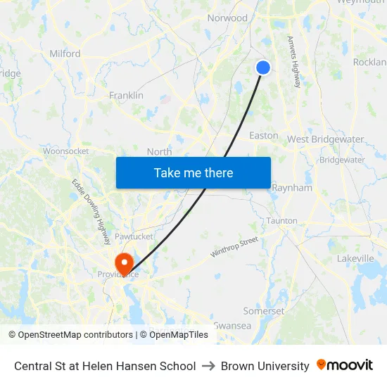 Central St at Helen Hansen School to Brown University map