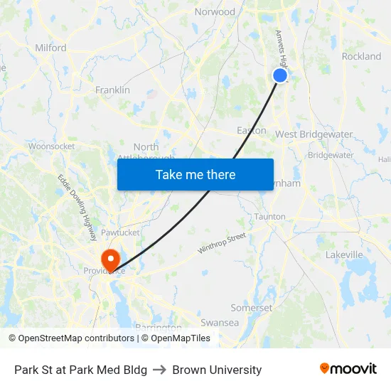 Park St at Park Med Bldg to Brown University map